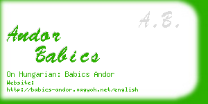 andor babics business card